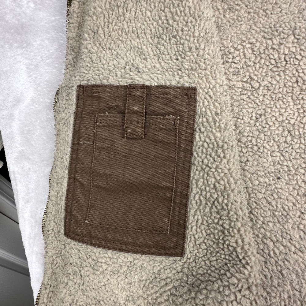 Berne Mens 2XL Brown Duck Canvas Sherpa Lined Workwear Vest Full Zip V-Neck - Picture 12 of 16